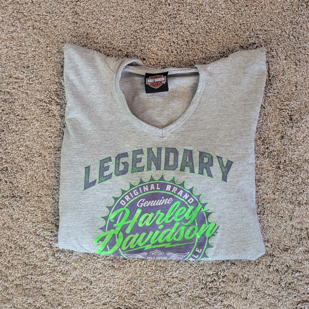Women's Size Medium Harley-Davidson Gray Hoodie with Green and Purple Accents - Picture 3 of 3